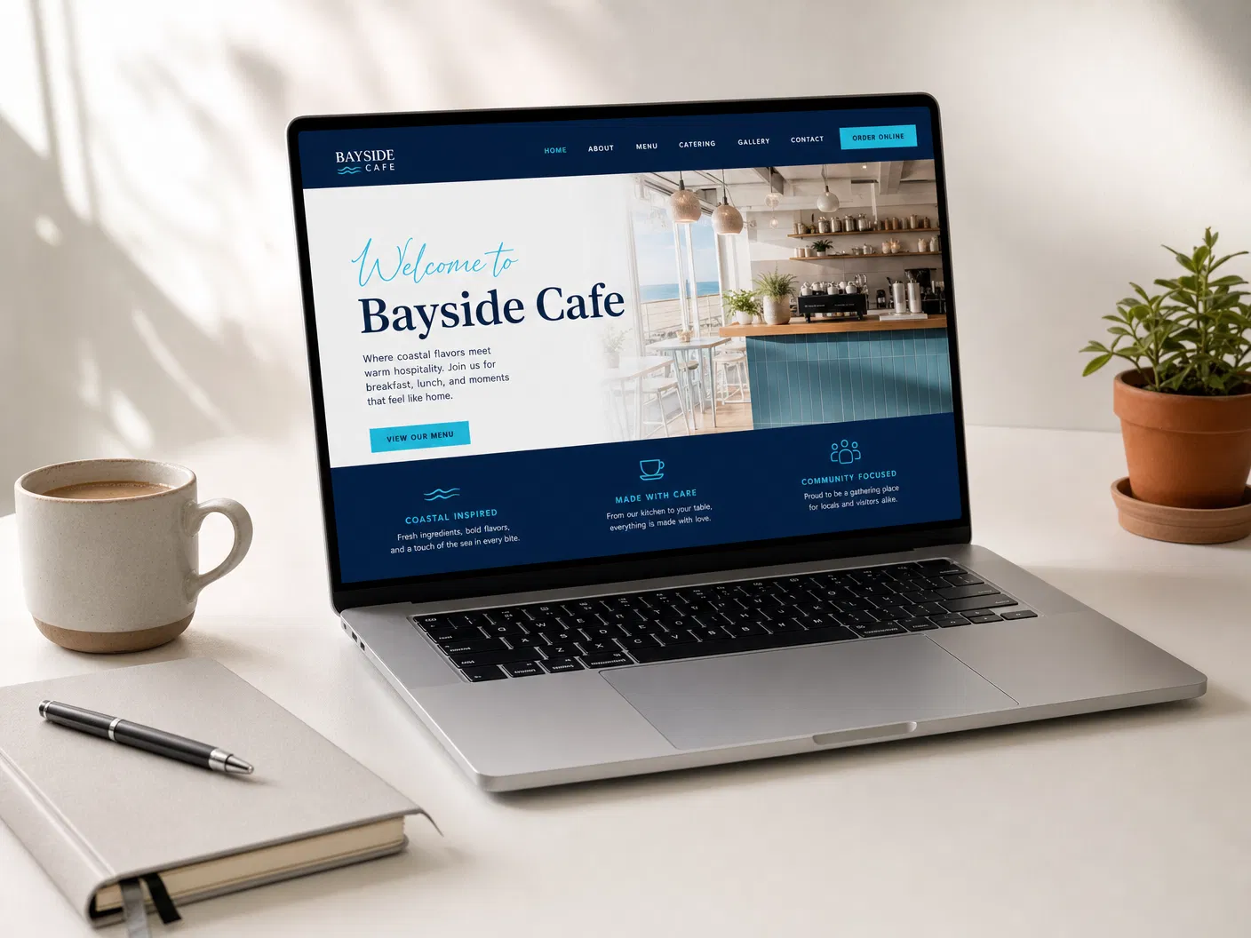 A clean small-business website displayed on a laptop, built by SympathWeb